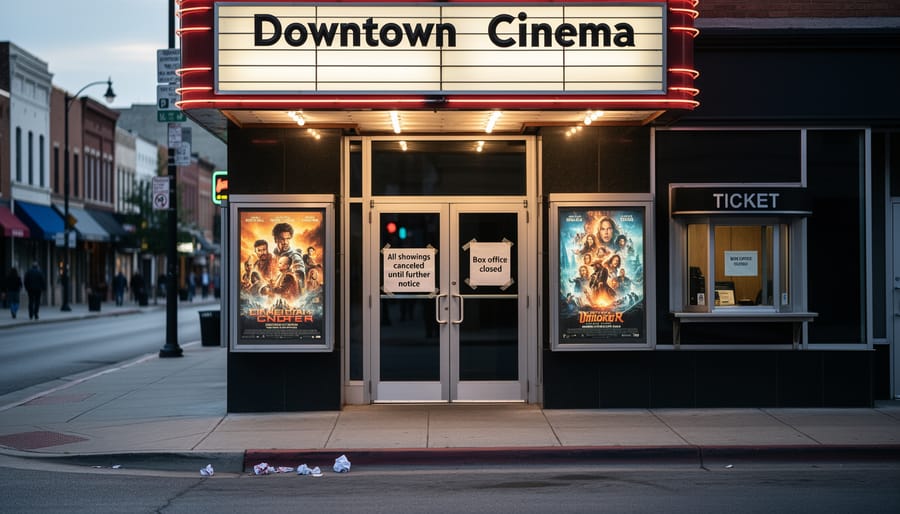 Toronto downtown cinema exterior with the marquee lights off
